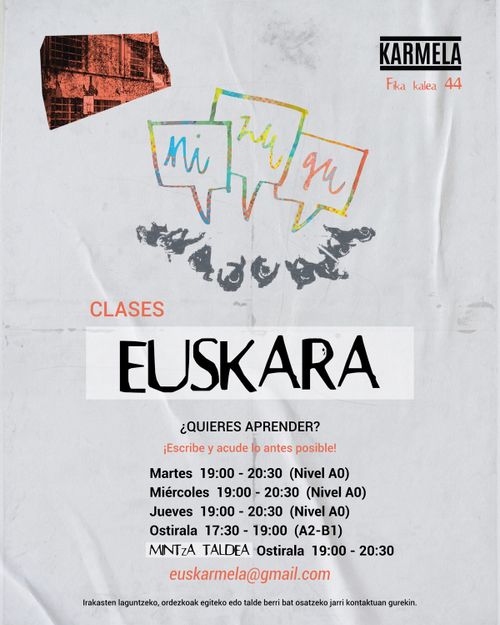 Euskara eskolak Karmelan/clases (nivel A0)