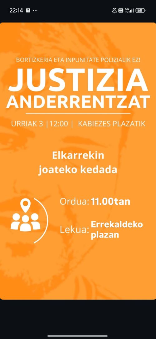 JUSTIZIA ANDERRENTZAT: Elkarrekin joateko kedada